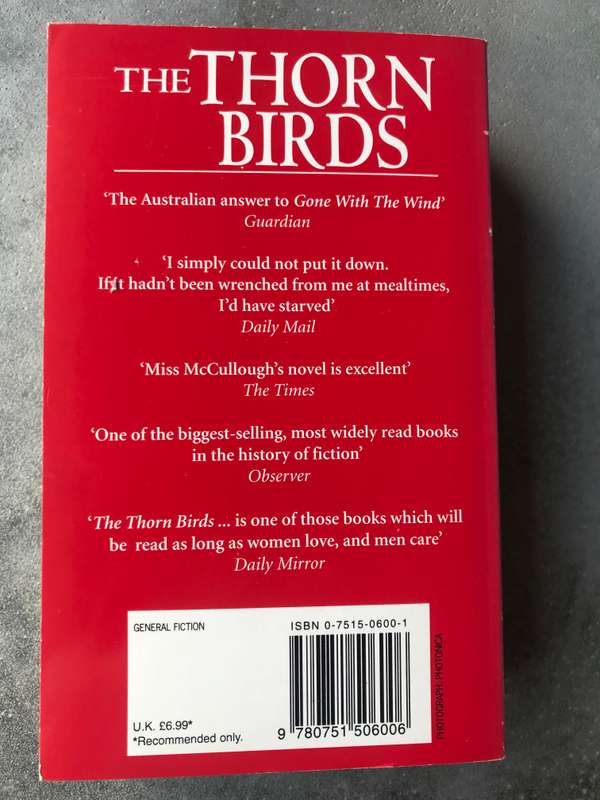 The Thorn Birds by Colleen McCullough [Paperback: Very Good]