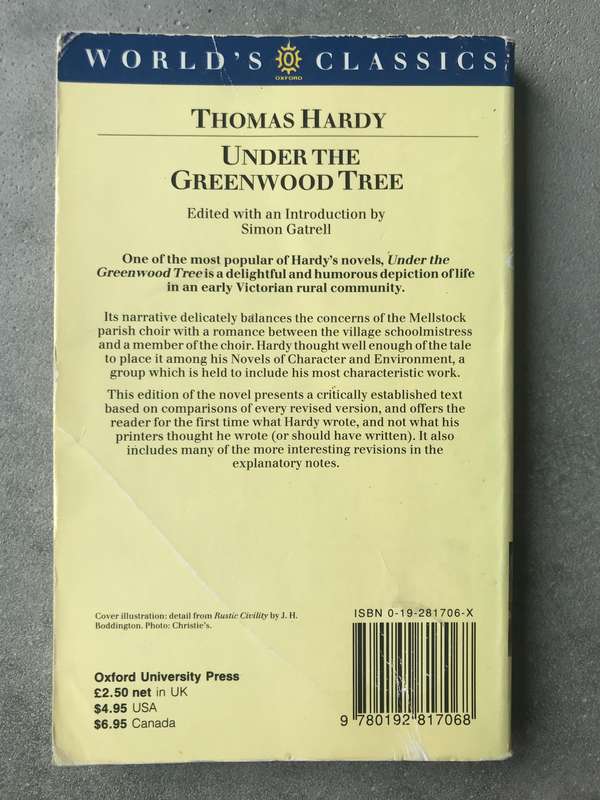 Under the Greenwood Tree by Thomas Hardy [Paperback: Average]