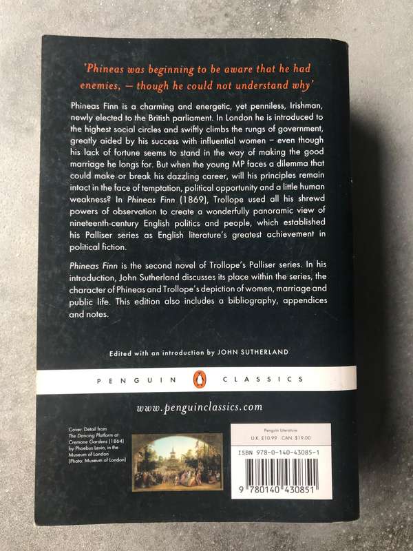 Phineas Finn (Palliser #2) by Anthony Trollope [Paperback: Very Good]