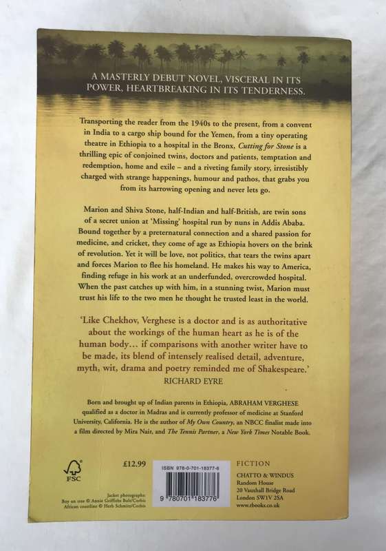 Cutting for Stone by Abraham Verghese [Large Paperback: Good]