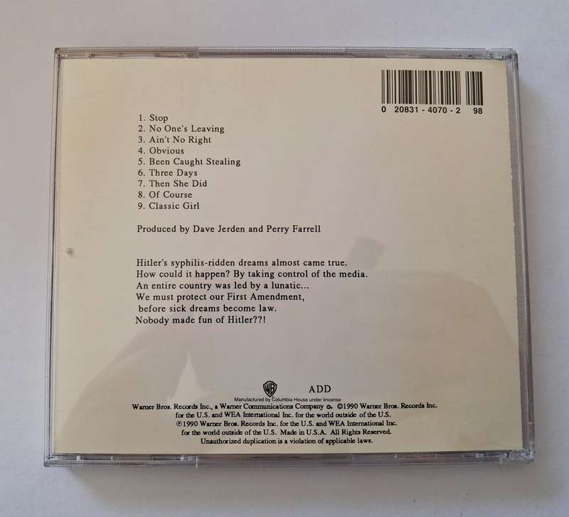 Jane's Addiction  Ritual De Lo Habitual CD