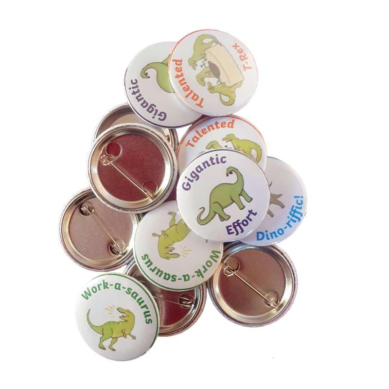 Reward Badge Pins Dinosaur Theme - 32mm - 12-Piece
