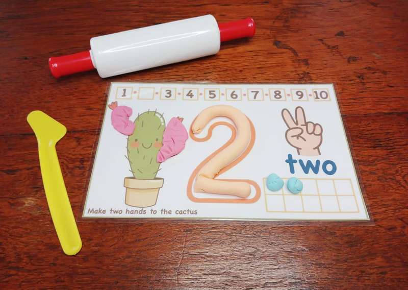 Math Play Dough Card Kit with Accessories in Container