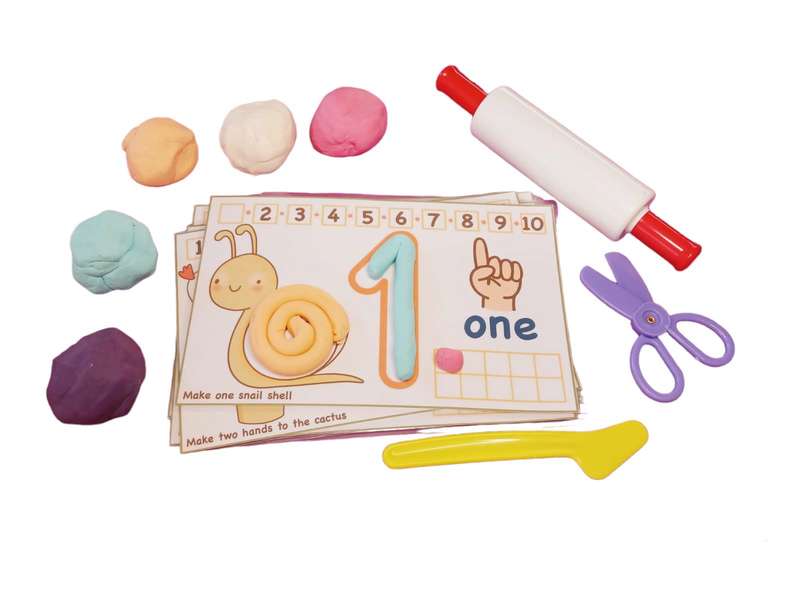 Math Play Dough Card Kit with Accessories in Container