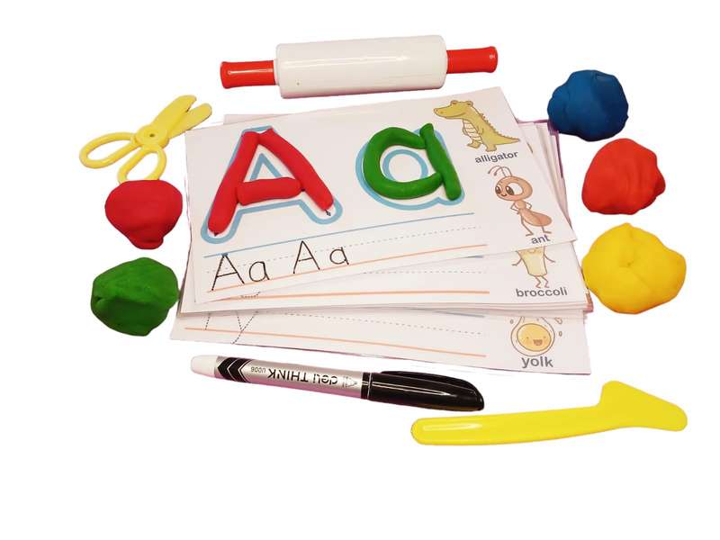 Alphabet Play Dough Card Kit with Accessories in Container