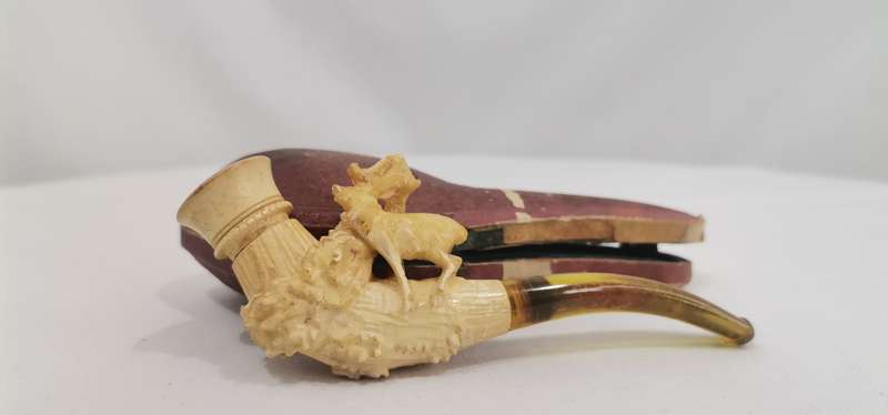 Rare Antique Meerschaum Pipe - Stag