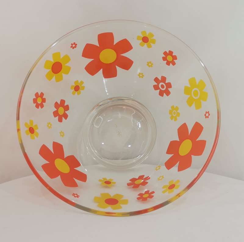 Retro 60s/70s Flower Power Glass Bowl