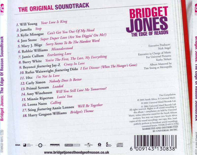BRIDGET JONES THE EDGE OF REASON - The original soundtrack (CD) STARCD 6915 VG to VG+