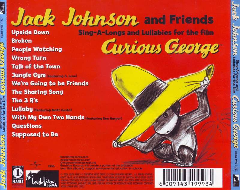 JACK JOHNSON AND FRIENDS - Curious George (CD) STARCD 6995 VG to VG+