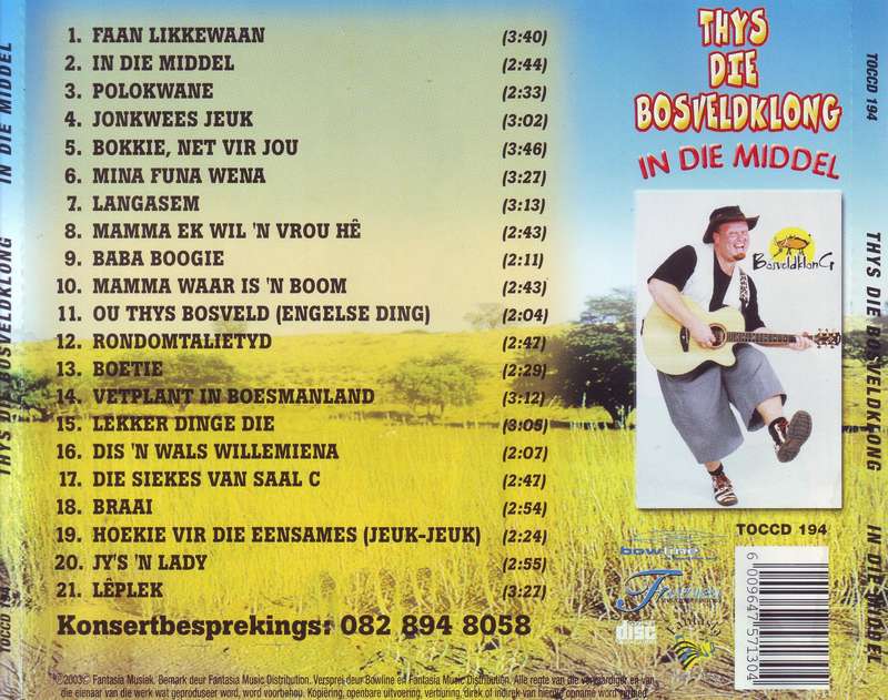 THYS DIE BOSVELDKLONG - In die middel (CD) TOCCD 194 VG