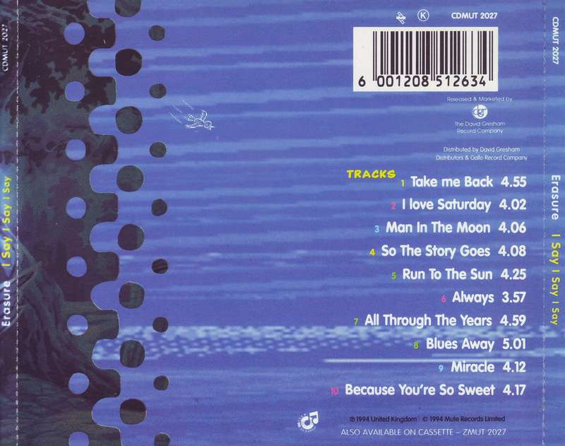 ERASURE - I Say, I Say, I Say (CD) CDMUT 2027 VG to VG+