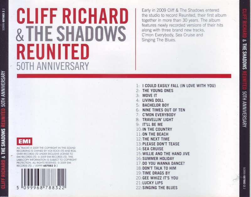 CLIFF RICHARD & THE SHADOWS - Reunited (50th Anniversary) (CD) 50999 687883 2 2 VG+