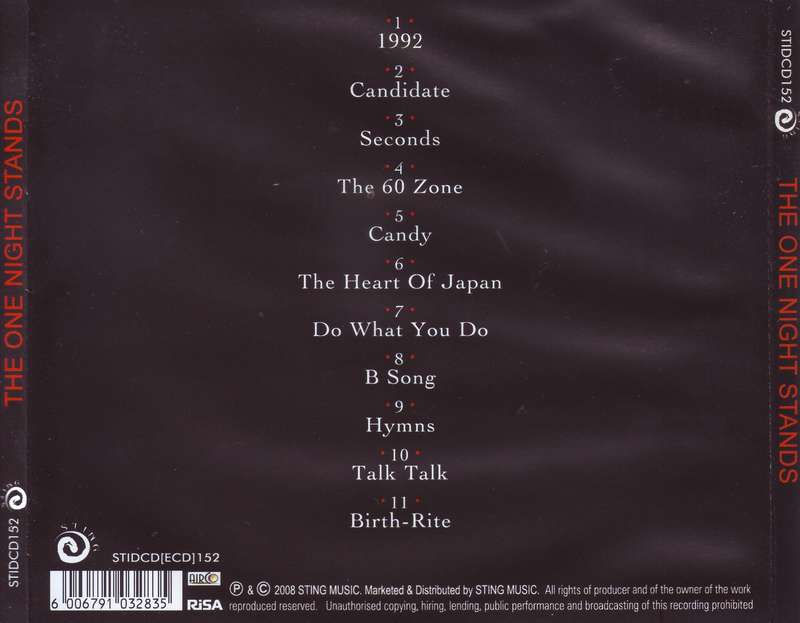 THE ONE NIGHT STANDS - The one night stands (CD) STIDCD152 VG+