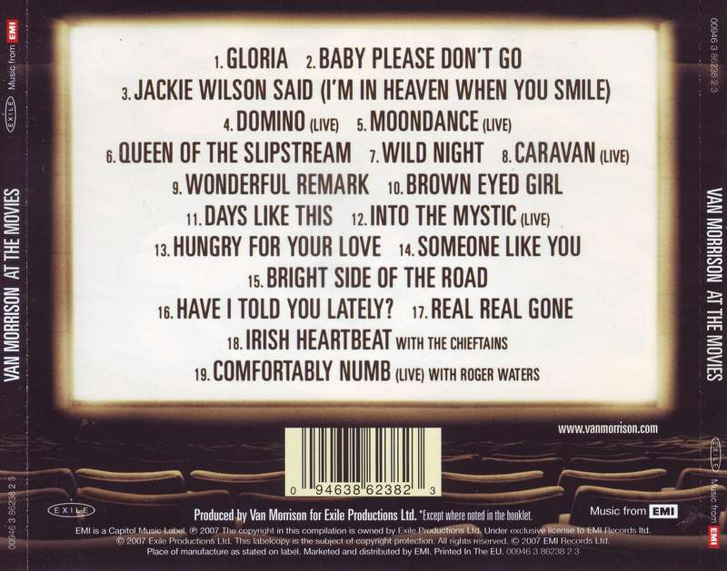 VAN MORRISON - At the movies: soundtrack hits (CD) 00946 3 86238 2 3  VG+