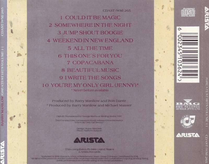 BARRY MANILOW - Greatest hits volume II (CD) CDAST (WM) 265 NM-