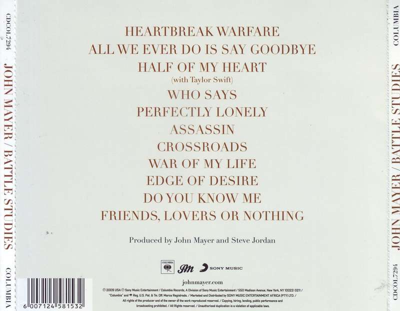 JOHN MAYER - Battle studies (CD) CDCOL7294 NM