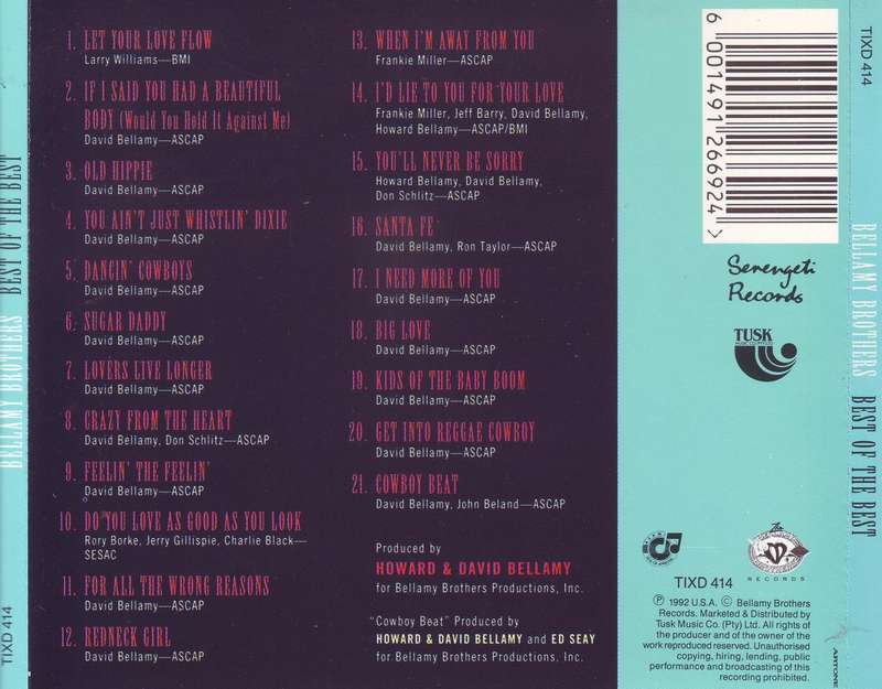 BELLAMY BROTHERS - Best of the best (CD) TIXD 414 NM-