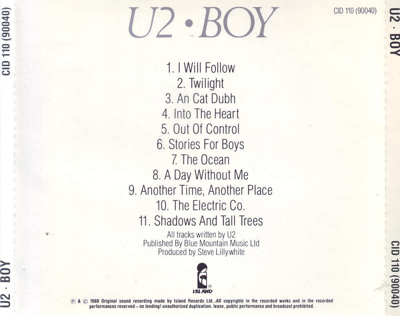 U2 - Boy (CD) CID 110 (90040) NM