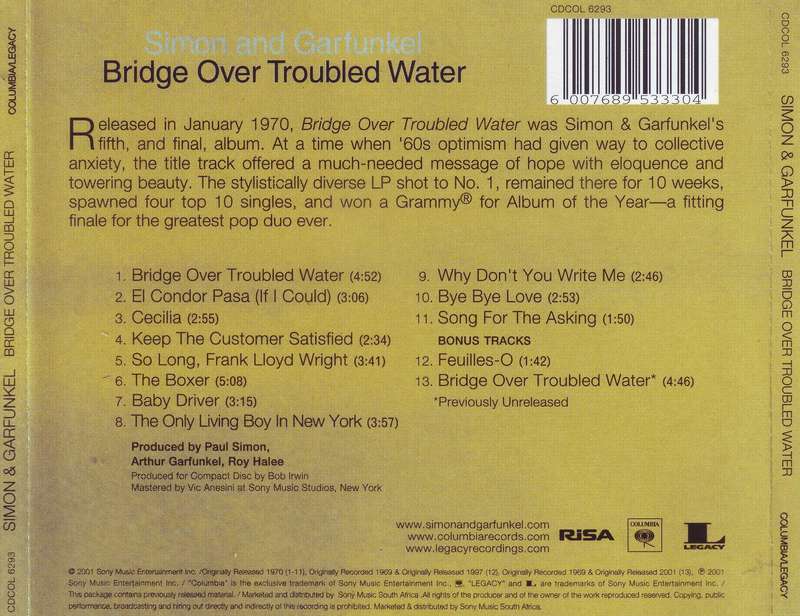 SIMON AND GARFUNKEL - Bridge over troubled water (CD) CDCOL 6293 EX