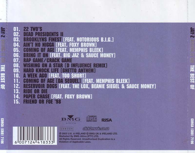 JAY-Z - Bring it on: the best of (CD) CDRCA (CBD) 7106 NM