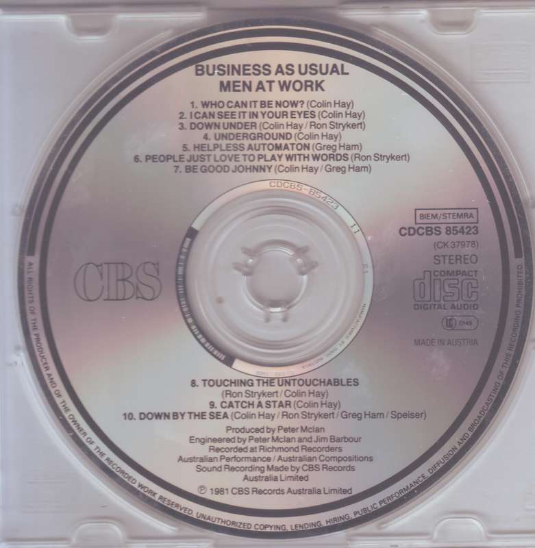 Men at Work - Business as Usual (CD) CDCBS 85423