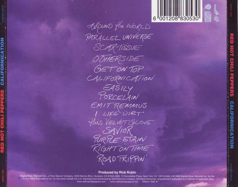 RED HOT CHILI PEPPERS - Californication (CD) WBCD 1929 EX