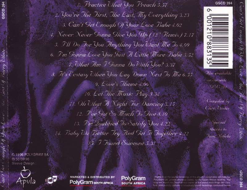 BARRY WHITE - Can't Get Enough Of Your Love: The Best Of Barry White (CD) GSCD 394 NM