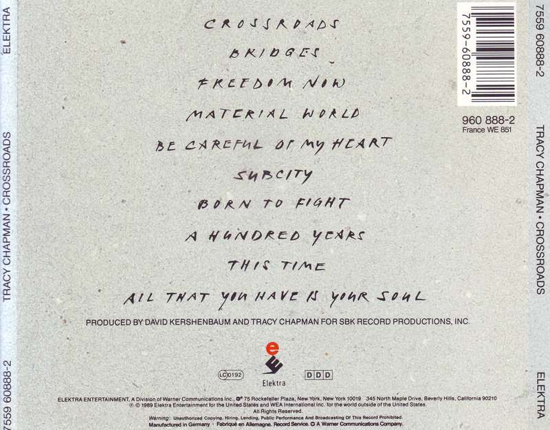 TRACY CHAPMAN - Crossroads (CD)  7559 60888-2  NM