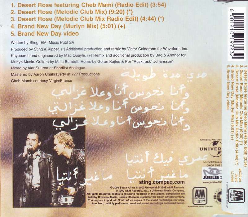STING FT CHEB MAMI - Desert rose (CD single) MAXCD 204 NM