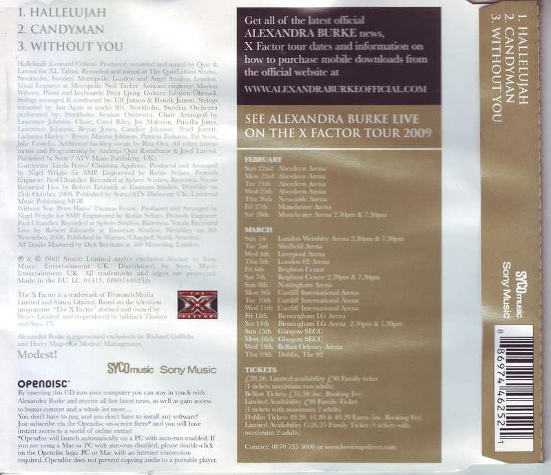 ALEXANDRA BURKE - Hallelujah (CD single) 88697446252 VG