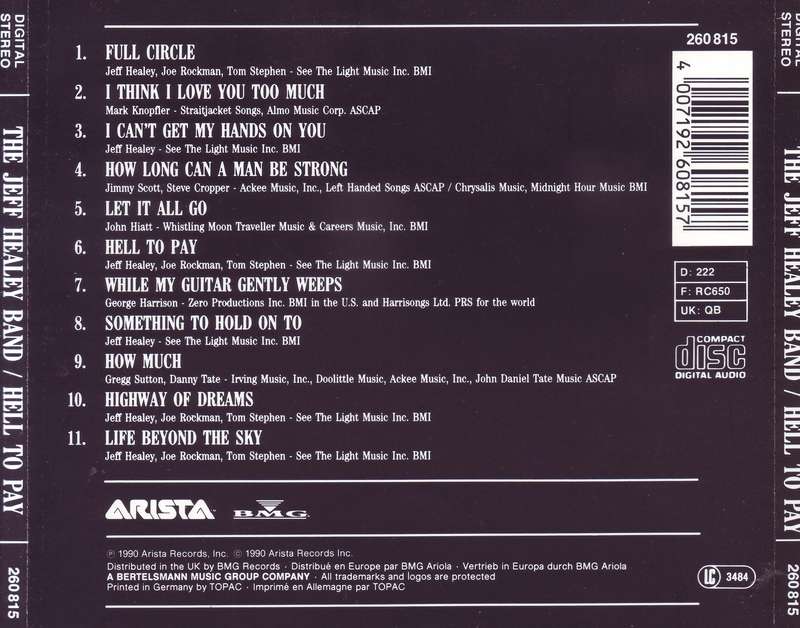 THE JEFF HEALEY BAND - Hell to pay (CD)  260815 EX