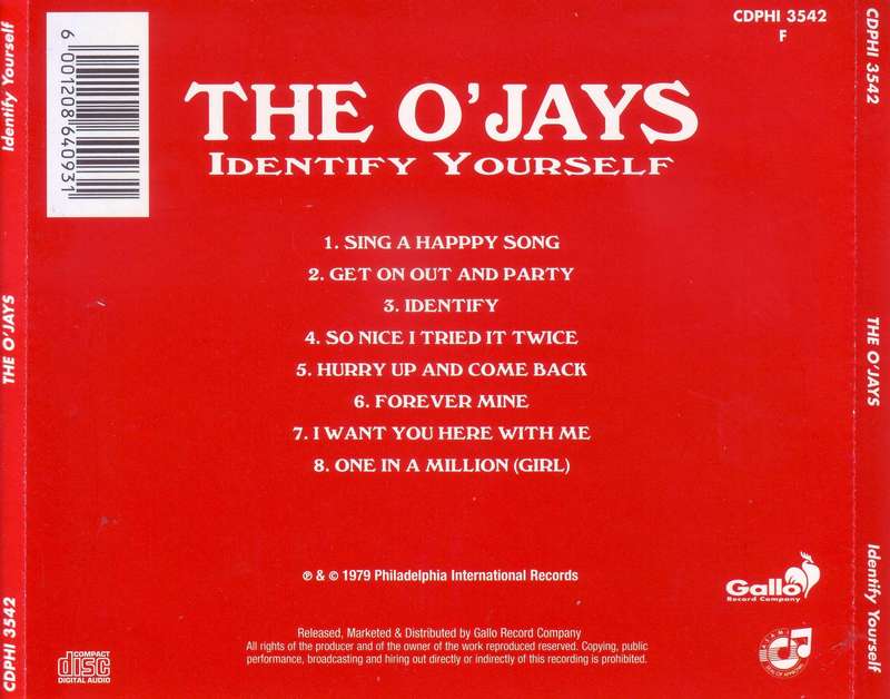 THE O'JAYS - Identify yourself (CD) CDPHI 3542 NM-