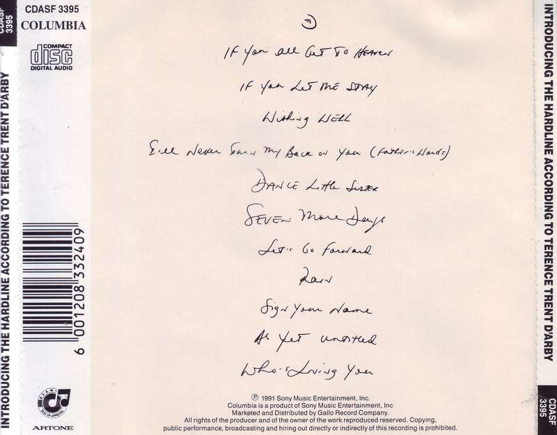 TERENCE TRENT D'ARBY - Introducing The Hardline According To Terence Trent D'Arby (CD)CDASF 3395 VG+