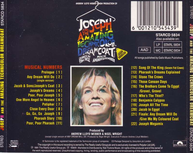 ANDREW LLOYD WEBBER - New Production Of Joseph & The Amazing Technicolor Dreamcoat (CD) STARCD 5834