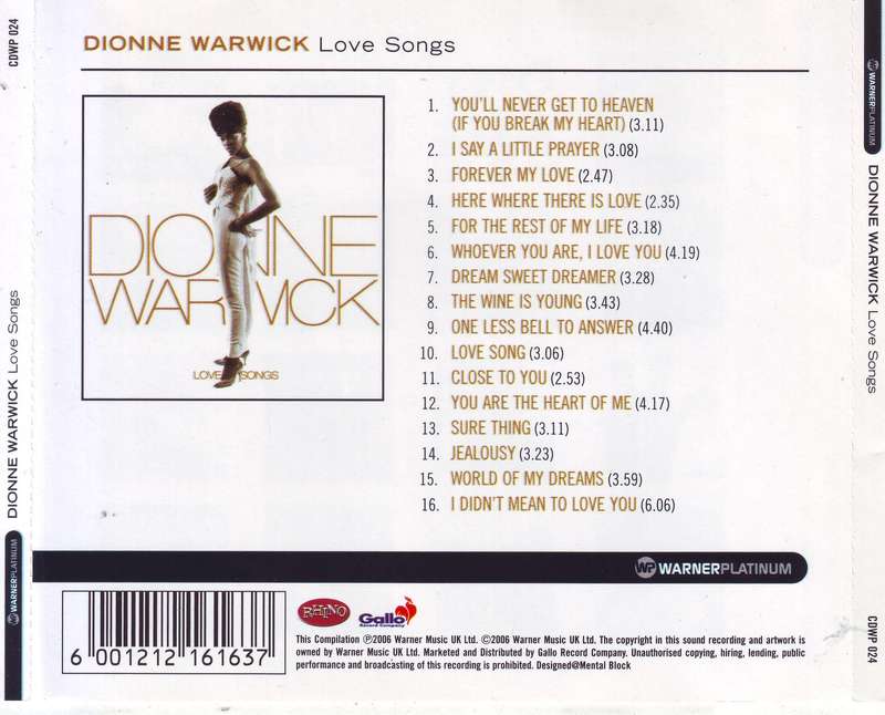DIONNE WARWICK - Love songs (CD) CDWP 024 EX