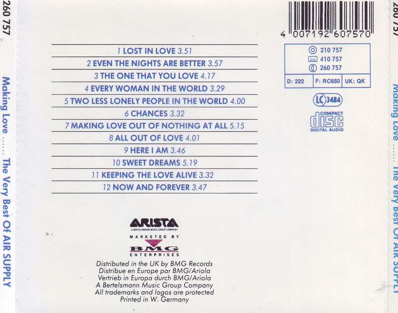 AIR SUPPLY - Making love... the very best of / greatest hits (CD) 260 757 NM-