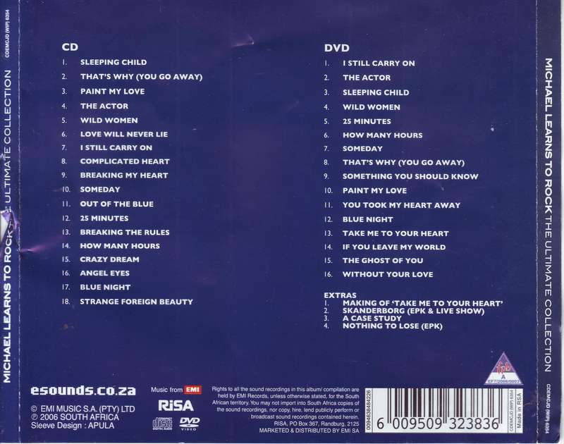 MICHAEL LEARNS TO ROCK - The ultimate collection (CD & DVD, see pics) CDEMCJD (WIP) 6354 NM- / VG+