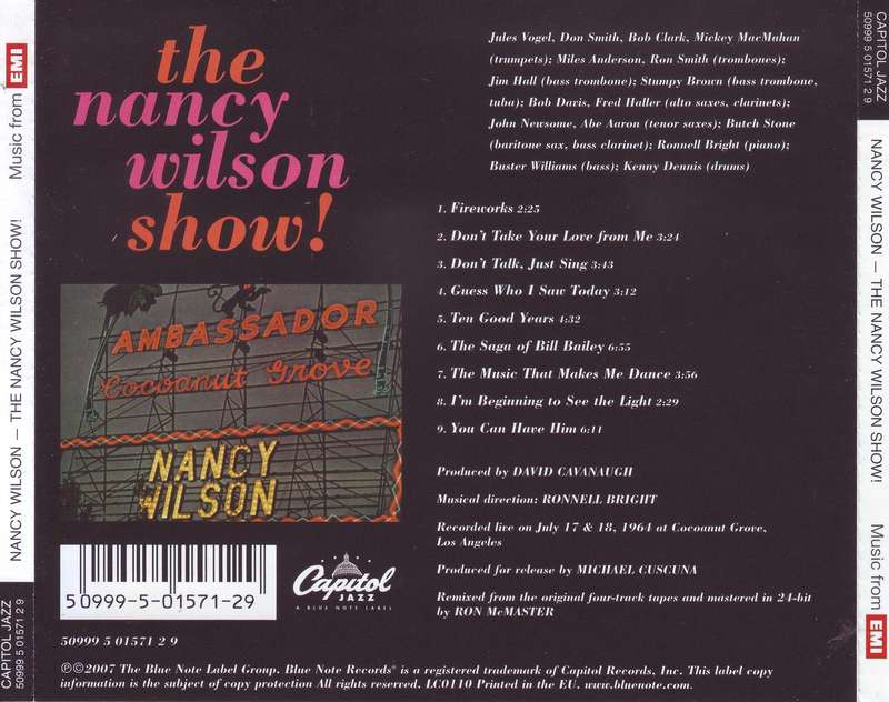NANCY WILSON - The Nancy Wilson Show! (CD) 50999 5 01571 2 9 NM