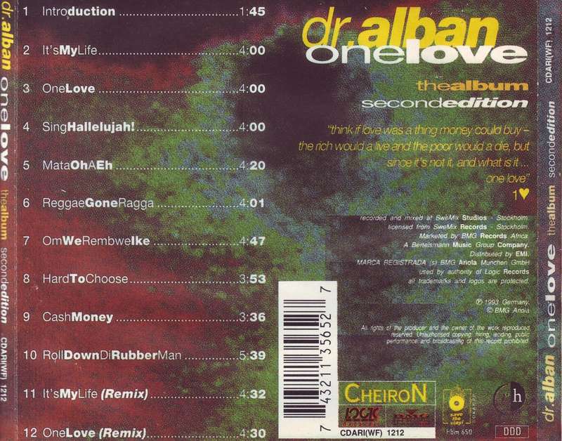 DR ALBAN - One love the album (second edition) (CD) CDARI(WF) 1212 EX