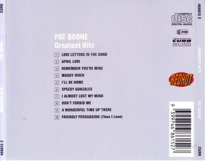 PAT BOONE - Greatest hits (CD) 468615 2 VG+