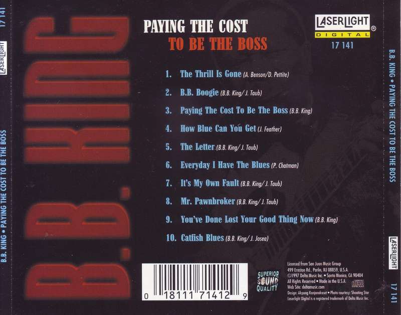 B.B. KING - Paying the cost to be the boss (CD) 17 141 EX