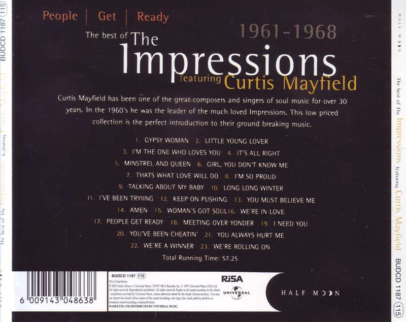 THE IMPRESSIONS FT CURTIS MAYFIELD - People get ready (the best of)  (CD) BUDCD 1187 NM-