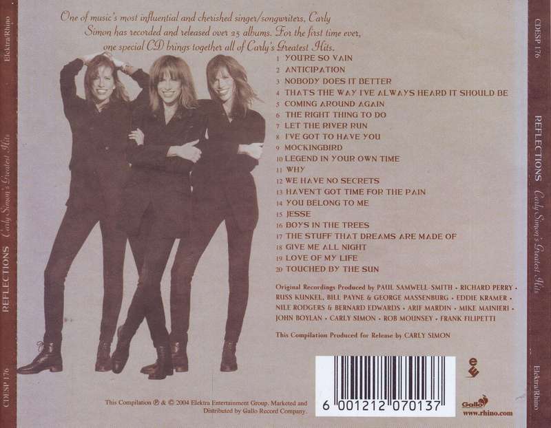 CARLY SIMON - Reflections: Carly Simon's Greatest Hits (CD) CDESP 176 NM