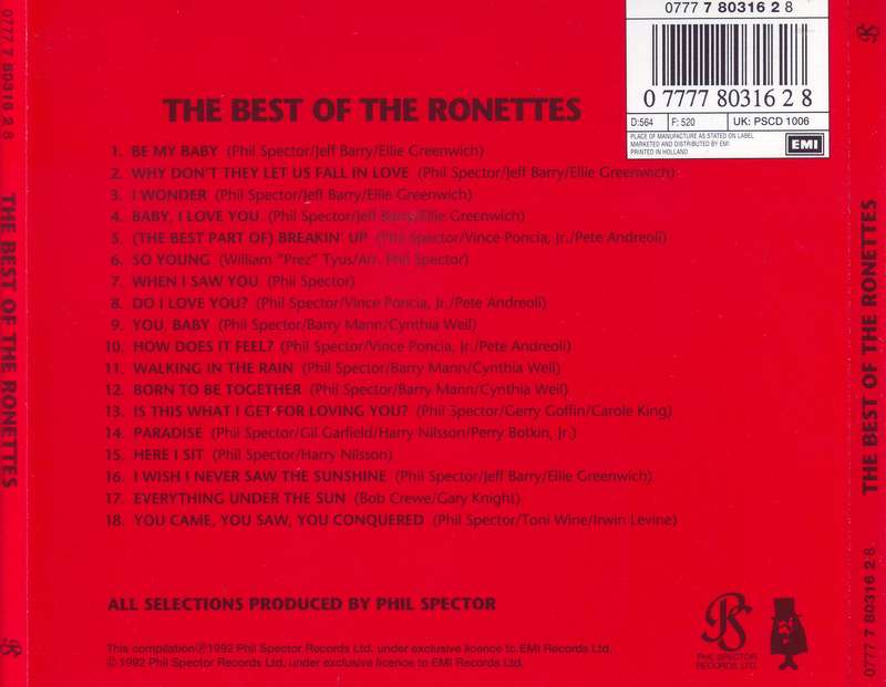 THE RONETTES - The Best Of The Ronettes (CD) PSCD 1006  NM
