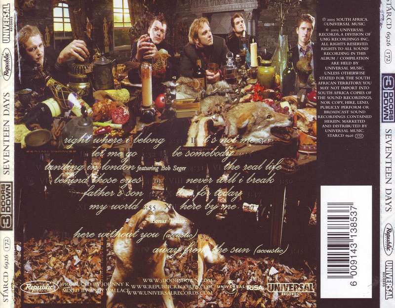 3 DOORS DOWN - Seventeen days (CD) STARCD 6926 NM