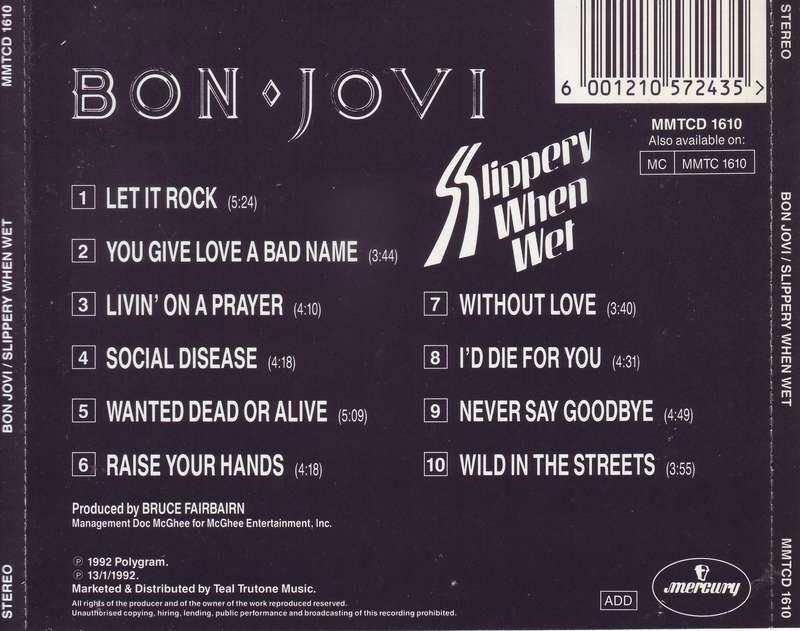 BON JOVI - Slippery when wet (CD) MMTCD 1610 VG+