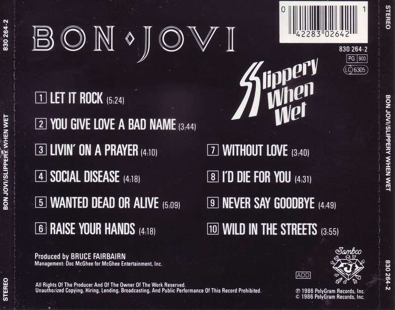 BON JOVI - Slippery when wet (CD) 830 264-2 VG+