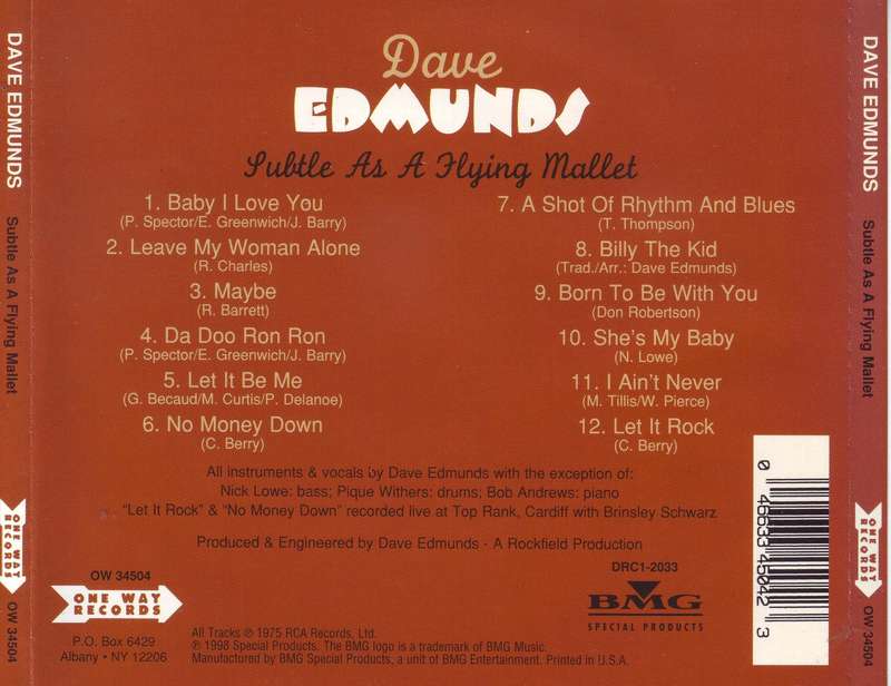 DAVE EDMUNDS - Subtle as a flying mallet (CD) OW 34504 VG+