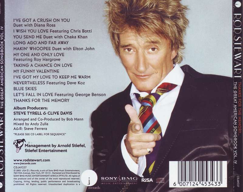 ROD STEWART - Thanks For The Memory: The Great American Songbook Vol IV (CD) CDJAY237 VG