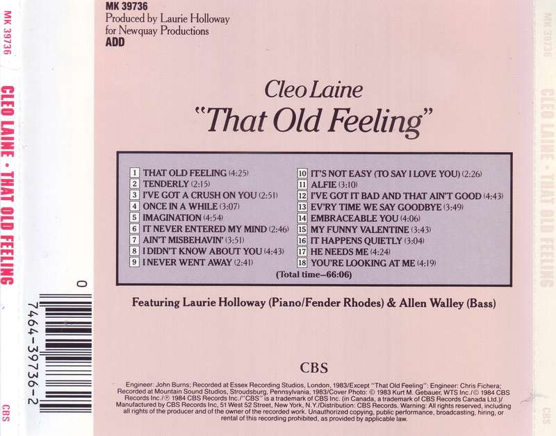 CLEO LAINE - That old feeling (CD) MK 39736  NM